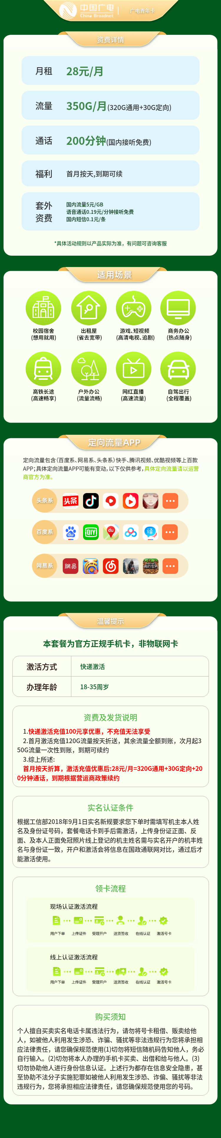 广电青年卡28元350G+200分钟（发全国）套餐详情图